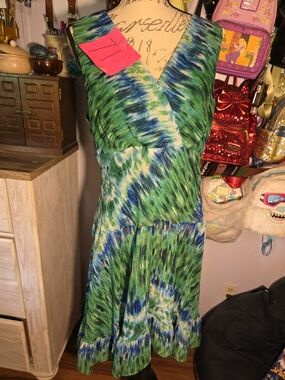 Chris Mclaughlin Green Dress Size 16 Fit Flare Swing Mid